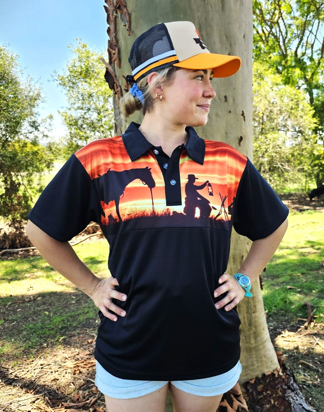 SUNSET CAMPFIRE Short Sleeve Polo