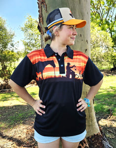 SUNSET CAMPFIRE Short Sleeve Polo