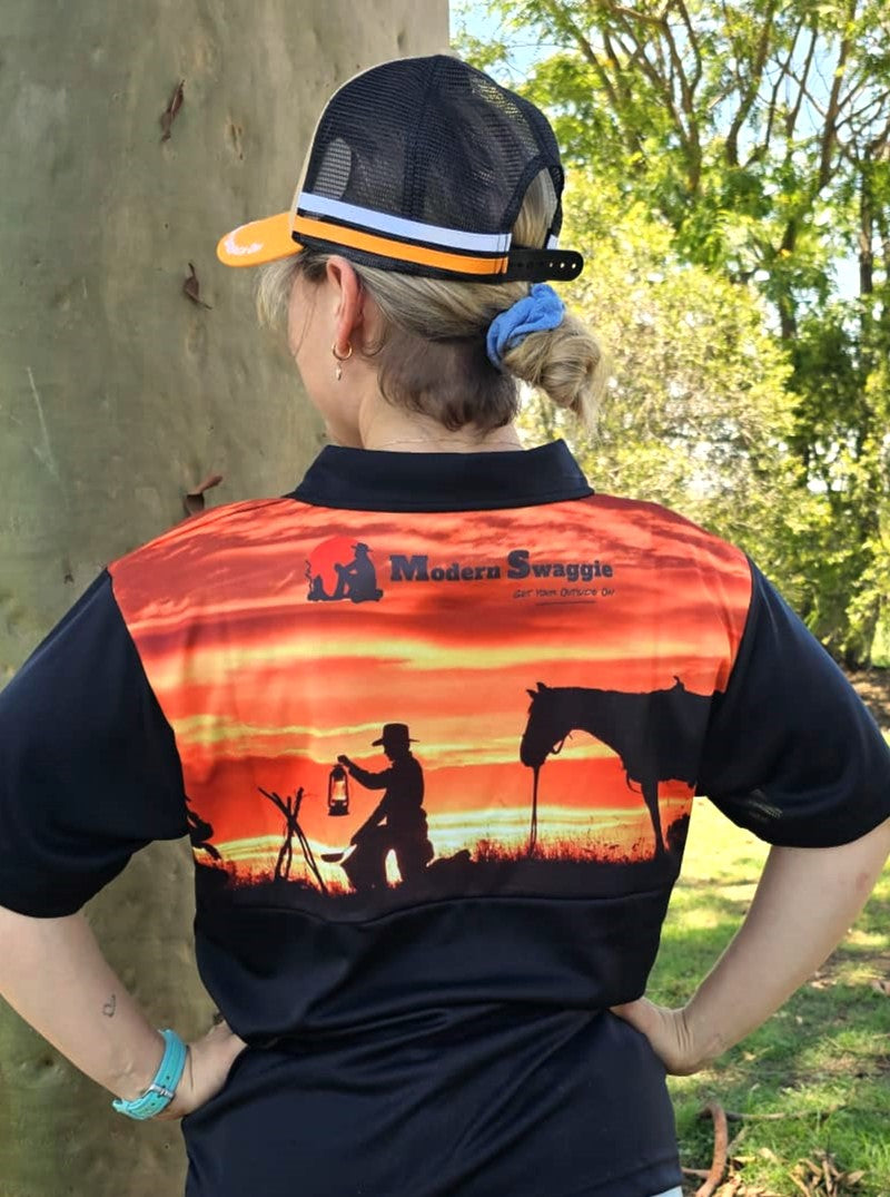 SUNSET CAMPFIRE Short Sleeve Polo