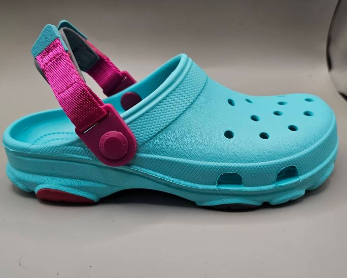 KIDS All Terrain Croc Light Blue Pink Modern Swaggie