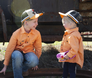 'Outback' Kids CUNNAMULLA Orange Full Button Work shirt