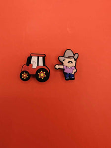 FARMER AND HIS TRACTOR 2 PACK OF CROC CHARMS